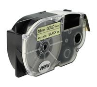 Ruban Cassette Cartouche 18mm vhbw pour Casio KL-70E, KL-7400, KL-750E, KL-780, KL-8100, KL-820, KL-8200, KL-C500 comme XR-18GD, XR-18GD1.