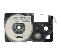 vhbw Ruban compatible avec Casio KL-300, KL-70E, KL-200E, KL-60, KL-7400, KL-7000, KL-7200 imprimante d'étiquettes 8m x 9mm Noir sur Blanc