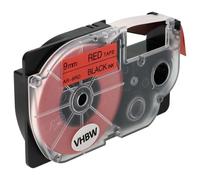 vhbw Ruban compatible avec Casio KL-300, KL-70E, KL-200E, KL-60, KL-7400, KL-7000, KL-7200 imprimante d'étiquettes 8m x 9mm Noir sur Rouge