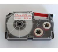 vhbw Ruban compatible avec Casio KL-7200, KL-60, KL-70E, KL-300, KL-7000, KL-7400, KL-200E imprimante d'étiquettes 12mm Rouge sur Blanc