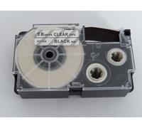 vhbw Ruban compatible avec Casio KL-7200, KL-70E, KL-750E, KL-7000, KL-7400 imprimante d'étiquettes 18mm Noir sur Transparent, pet+ RESIN