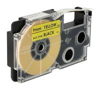 vhbw Ruban compatible avec Casio KL-C500, KL-P1000, KL-HD1, KL-G2 imprimante d'étiquettes 8m x 9mm Noir sur Jaune