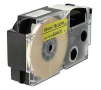 vhbw Ruban compatible avec Casio KL-G2, KL-HD1, KL-P1000, KL-820, KL-8200, KL-C500 imprimante d'étiquettes 18mm Noir sur Jaune, pet+ RESIN