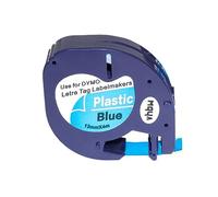 vhbw Ruban compatible avec Dymo LetraTag LT-100H, 2000, LT-100T, QX50, Plus LT-100H, 200B imprimante d'étiquettes 4m x 12mm Noir sur Bleu