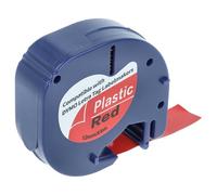 vhbw Ruban compatible avec Dymo LetraTag LT-100H, 2000, LT-100T, QX50, Plus LT-100H, 200B imprimante d'étiquettes 4m x 12mm Noir sur Rouge