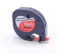 vhbw Ruban compatible avec Dymo LetraTag LT-100H, 2000, XM, LT-100T, QX50, Plus LT-100H, XR imprimante d'étiquettes 4m x 12mm Noir sur Rouge