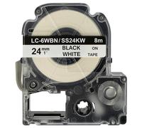 vhbw Ruban compatible avec Epson LabelWorks LW-700, LW-900P imprimante d'étiquettes 8m x 24mm Noir sur Blanc - Remplacement pour SS24KW, LC-6WBN