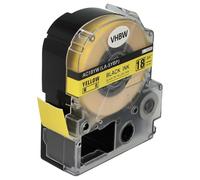 vhbw Ruban compatible avec KingJim SR-PBW1, SR-RK1 imprimante d'étiquettes 18mm Noir sur Jaune