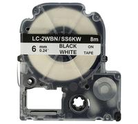 vhbw Ruban compatible avec KingJim SR-PBW1, SR-RK1, SR950 imprimante d'étiquettes 8m x 6mm Noir sur Blanc