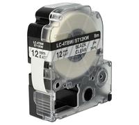vhbw Ruban compatible avec KingJim SR150, SR3700P, SR330, SR300TF, SR180, SR230C imprimante d'étiquettes 8m x 12mm Noir sur Transparent