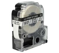 vhbw Ruban compatible avec KingJim SR530, SR550, SR3900C, SR530C, SR3900P, SR40 imprimante d'étiquettes 8m x 12mm Noir sur Transparent