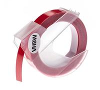 vhbw Ruban de marquage 3D compatible avec Dymo Office-Mate II 154000 imprimante d'étiquettes 3m x 9mm Blanc sur Rose fonçé