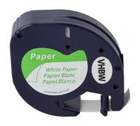 vhbw Ruban papier compatible avec Dymo LetraTag Plus LT-100T, XM, 2000, LT-100H imprimante d'étiquettes 4m x 12mm Noir sur Blanc