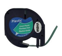 vhbw Ruban plastique compatible avec Dymo LetraTag LT-100T, LT-100H, 2000 imprimante d'étiquettes 4m x 12mm Noir sur Vert, plastique