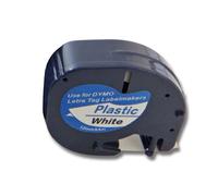 vhbw Ruban plastique compatible avec Dymo LetraTag Plus LT-100H, LT-100T, XM, 2000 imprimante d'étiquettes 12mm Noir sur Blanc
