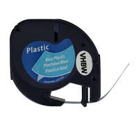 vhbw Ruban plastique remplacement pour Dymo S0721650, 91225 pour imprimante d'étiquettes 4m x 12mm Noir sur Bleu, plastique