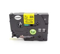 vhbw Ruban remplacement pour Brother HGE-S631 pour imprimante d'étiquettes 8m x 12mm Noir sur Jaune, extraforte
