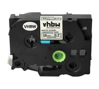 vhbw Ruban remplacement pour Brother TZE-241L1 pour imprimante d'étiquettes 8m x 18mm Noir sur Blanc paillettes, laminée