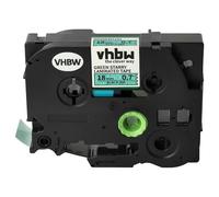 vhbw Ruban remplacement pour Brother TZE-741L1 pour imprimante d'étiquettes 8m x 18mm Noir sur Vert paillettes, laminée