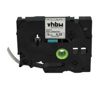 vhbw Ruban remplacement pour Brother TZE-N221 pour imprimante d'étiquettes 8m x 9mm Noir sur Blanc, plastique