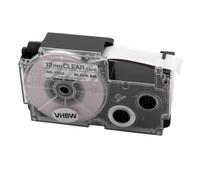 vhbw Ruban remplacement pour Casio XR-12GWE pour imprimante d'étiquettes 5,5m x 12mm Noir sur Transparent