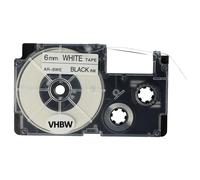 vhbw Ruban remplacement pour Casio XR-6WE1, XR-6WE pour imprimante d'étiquettes 8m x 6mm Noir sur Blanc