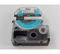 vhbw Ruban remplacement pour Epson LK-5WBA7, SU7W pour imprimante d'étiquettes Noir sur Blanc, cassette de gaine thermorétractable, 7 mm