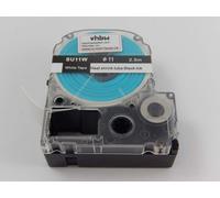 vhbw Ruban remplacement pour Epson LK-6WBA11, SU11W pour imprimante d'étiquettes Noir sur Blanc, cassette de gaine thermorétractable, 11 mm