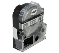 vhbw Ruban remplacement pour KingJim SM12XC, SM12X pour imprimante d'étiquettes 8m x 12mm Noir sur Argent
