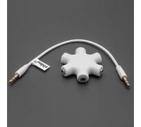 vhbw Adaptateur Multi-Port Audio 5 Sorties pour Casque, Box, Tablette - Blanc