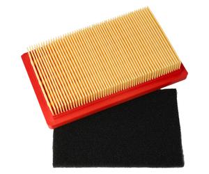 vhbw Set de filtres (1x préfiltre, 1x filtre à air) compatible avec Güde BW 56 2 ES, BW 56 ES tondeuse à gazon - 14,5x 8,5 x 2,8cm noir/orange