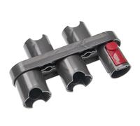 vhbw Support mural d'accessoires compatible avec Dyson V8 aspirateur et ses embouts - Fixation, gris / rouge, 17,3 x 4,8 x 10cm