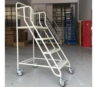 vhdurike Escabeau Roulant antidérapant à 4 marches avec roulettes, capacité de Charge de 500 kg, Grand escabeau Industriel pour entrepôt et supermarché.