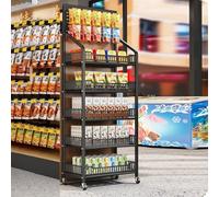 vhdurike Présentoir de Vente au détail en métal, présentoir Mobile pour Bonbons, Grande étagère à Chips, Organisateur de collations, pour magasins, Cuisine, Bureau,Noir