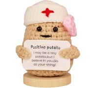 vhemo Poupée de pomme de terre au crochet faite à la main avec carte inspirante - Mini cadeau tricoté pour infirmières, médecins, femmes, amis, décoration d'encouragement pour Noël, anniversaire