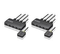 Vheolk 2X Commutateur KVM Commutateur USB Adaptateur de ContrôLeur Partagé 4 EntréEs 4 Sorties pour Ordinateur Portable Imprimante Clavier Souris Moniteur