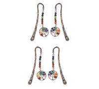 Vheolk 4X Chakra Cristal Marque-Page Vintage MéTal Arbre Signets pour Femmes ÉTudiant Enseignant Graduation Cadeau de NoëL