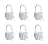 Vheolk 6X Romantique Blanc Satine de Noeud Papillon, Fete de Mariage, Fille de Fleur, Panier