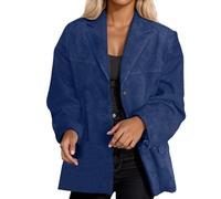 Vhersily 2025 Blazer à Manches Longues avec Poches Larges Marron Vintage à la Mode Printemps pour Femmes Blazer Décontracté avec Boutons, Vêtements de Travail, Demi-Saisons pour Automne et Hiver