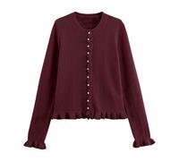 Vhersily 2025 Cardigan Femme avec Boutons Col Rond Classique Manches Longues Veste Manteau Boutonnière Tricot Outwear, Léger Ouvert sur le devant, Boléro en Tricot pour Automne Hiver, Rd1, M