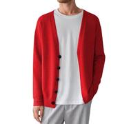 Vhersily 2025 Cardigan pour homme, couleur unie, col en V, normal, léger, avec boutons, de travail, veste d'hiver trench coat Outwear, classique chic jackets, pour mariage, Rouge 1, XL