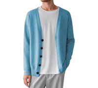 Vhersily 2025 Cardigan pour homme, couleur unie, col en V, normal, léger, avec boutons, de travail, veste d'hiver trench coat Outwear, classique chic jackets, pour mariage, bleu, XXL