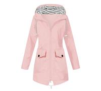 Vhersily 2025 Chaud Combinaison De Pluie Veste Femme Veste Léger Parka Imperméable Doux Manteau Pluie Hip Hop, Vestes Couple Streetwear, Hiver Coupe Vent Vestes pour Entraînement, rose, XL