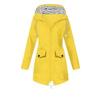 Vhersily 2025 Chaud Combinaison De Pluie Veste Femme Veste Léger Parka Imperméable Doux Manteau Pluie Hip Hop, Vestes Couple Streetwear, Hiver Coupe Vent Vestes pour Entraînement, jaune, XXL