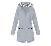 Vhersily 2025 Chaud Combinaison De Pluie Veste Femme Veste Léger Parka Imperméable Doux Manteau Pluie Hip Hop, Vestes Couple Streetwear, Hiver Coupe Vent Vestes pour Entraînement, gris, M