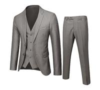 Vhersily 2025 Costume Homme Élégant Blazer, Gilet et Pantalon 3 Pièces Robe Smoking Cérémonie Tailleur d'affaires Marié Mariage Vêtements Coton Modernes Confortables Complet Travail Automne Hiver