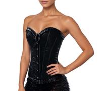 Vhersily 2025 Femmes Corset Élégante Dentelle Bustier avec bretelles fines Devant Ouvert Désossé Top Floral Curvy Bustier Sexy Débardeur Réglable Corset Bodyshaper Clubwear Cosplay pour Halloween