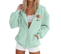 Vhersily 2025 Femmes Sweat-shirt de Sport Veste de Course à Manches Longues à Capuche avec Poche pour Sport Style Collège avec Poches, Doux et Confortable pour Extérieure Camping Randonnée, W Vert