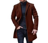 Vhersily 2025 Manteau en Tweed pour Homme Automne/Hiver Élégant Trench Épais et Chaud de Longueur Moyenne, avec Revers Classique, Vestes Chic, pour Mariage, Affaires, Anti-Taches et Hydrofuge, Marron