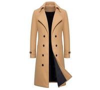 Vhersily 2025 Manteau Homme Manches Longues Manteaux avec Col Rebours Poche Chaude Épais Trench Caractéristiques Classiques, Parfait pour l'automne et l'hiver, pour le mariage, les affaires, Kaki
